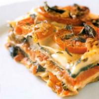 Vegetable Lasagna · zucchini, carrots, mushrooms, mozzarella, cashew ricotta