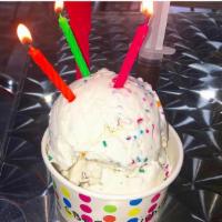 Birthday Cake · Cake butter, rainbow sprinkles and white chocolate syringe.