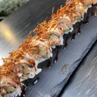 Spicy Crunch yellowtail · Seared Yellowtail on Jalapeno spicy yellowtail roll. 