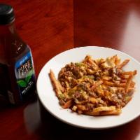 Philly Cheesesteak Fries · Your choice of chopped steak or chicken with choice of grilled onions, mushrooms & bell pepp...