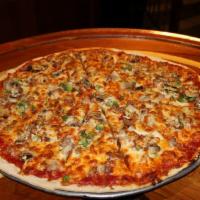 Supreme Pizza · Sausage, mushroom, onion and green pepper. Our dough is our pride and joy family recipe made...