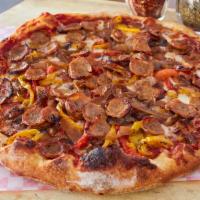 The Big Ben Thin Crust Pizza · Italian sausage, sweet sauteed onions, red peppers and roasted garlic.