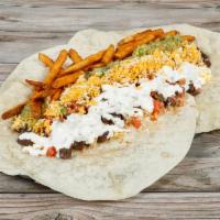 California Burrito · 5lbs. Burrito!! 2 flour tortillas stuffed with your choice of meat, rice, beans, sour cream,...