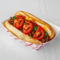 Steak Hoagy · Tomatos, relish, sweet sauce, bell peppers, onions
