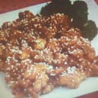 Sesame Chicken with Hot Garlic Sauce · Served with steamed rice. Spicy.