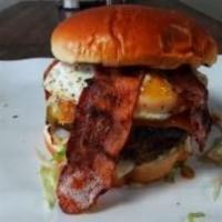 Brunch Burger · Our classic 1/2 lb. fresh angus steak burger topped with your choice of cheese, egg and bacon.
