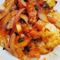 Shrimp Provencal · Fresh tomato, shallot, roasted garlic and white wine.  Gluten-free.