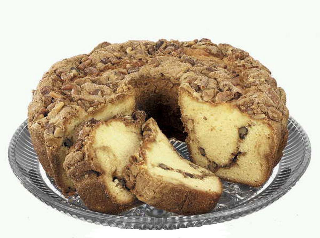 Original Cinnamon Walnut Coffee Cake  · The one, the only, the original Cinnamon Walnut Coffee Cake.

This coffee cake started an industry with bourbon vanilla, cultured sour cream and fresh farm eggs.  We hand pour and double layer each cake with cinnamon streusel and fresh California walnuts.

Take your order to the next level and put it in one of our decorative tins or personlized tin.

This cake contains walnuts and is certified Kosher.
Our cake has a two week shelf life and one year in the freezer.

SMALL 8