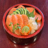 Nama Sake Don Special · Fresh Scottish salmon served over a bed of sushi rice. Gluten free.