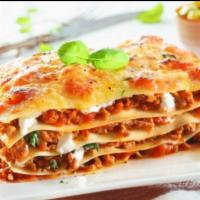 Lasagna · Comes with ground beef and ricotta.
