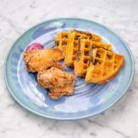 Chicken 'N Waffle · Our crispy chicken fried in potato starch served on a fresh waffle. 