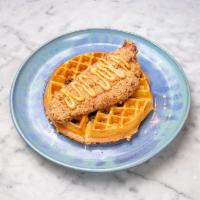 Catfish 'N Waffle · Our catfish fried in potato starch served on a fresh waffle with our spicy remoulade sauce. 