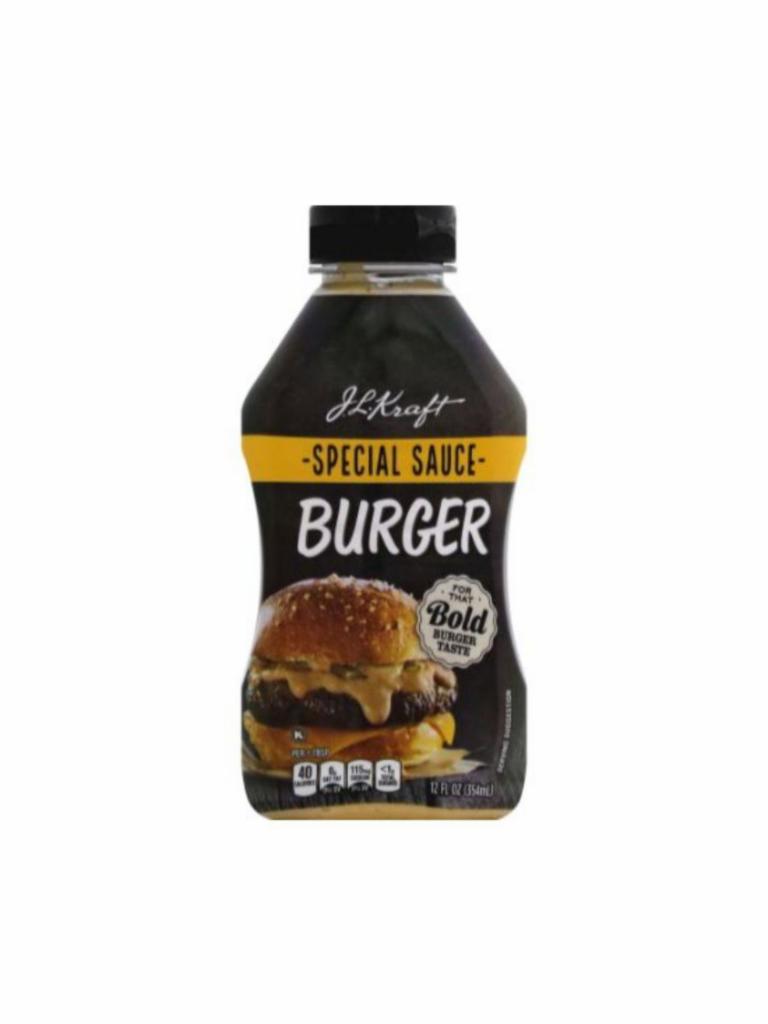 Kraft Burger Special Sauce (12 Oz) · Throw some burgers on the grill and spice them up with our savory and delicious burger sauce. Whether you're keeping it to yourself or having a barbecue party, our burger sauce will not let you down. Comes in an easily squeezable and cleanable bottle. Our burger sauce is not just good on burgers, it's also good for sandwiches and dipping. Add the yummy bold taste of burgers to anything your heart desires! By taking out harsh chemicals and preservatives were making our foods safe for your family. A great taste for summer and the outdoors.