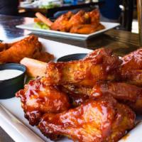 14 wings · Served with celery, carrots and choice of ranch or bleu cheese.