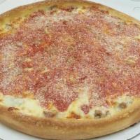 16'' Deep Dish Chicago Style Cheese Pizza · Please specify pizza toppings and choose as many toppings as you want!