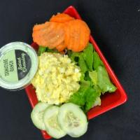The Salad Salad · Fresh green salad topped with your choice of cashew chicken salad, tuna salad, chicken bacon...