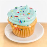 Cake Batter · vanilla confetti cake, liquid cake batter filling, buttercream and rainbow sprinkles.