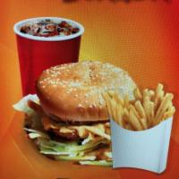 Zinger Burger Combo · zinger sandwich is freshly cut into patties breaded in house fried to crispy patty on a larg...
