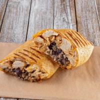 Chipotle Chicken Wrap · Blend of cheeses, brown rice, black beans, chicken breast and chipotle sauce.