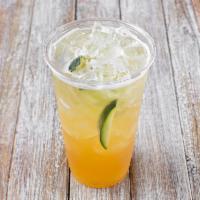 Infused Cucucmber Iced Tea   · Large size only. Spearmint and lemongrass tea infused with cucumber, mint, and lime.