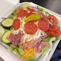 Chef Salad  · A generous tossed salad with slices of pepperoni, ham, salami, cheddar and mozzarella cheese...