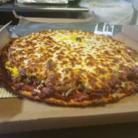Super Bearno's Special Pizza · This Monster pizza is topped with sausage, pepperoni, hamburger, ham, bacon, Italian sausage...