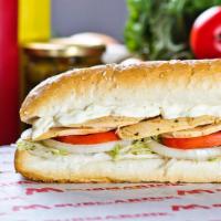 Chicken Submarine · Chicken breast grilled in oil and spices, on top of mouth watering veggies and nestled in to...