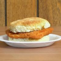 Chicken Biscuit · Lean cut bonless chicken and dense flaky pastry.