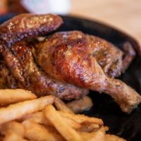 Mama's Rotisserie Chicken with Sides Lunch · Peruvian style roasted chicken perfectly seasoned and marinated for 24 hours and served with...
