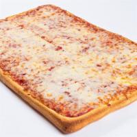Sicilian Cheese Pizza · Thick crust.