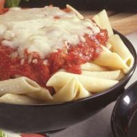 Mostaccioli · Penne noodles in our own pasta sauce! Covered with melted mozzarella cheese and baked to per...