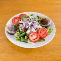 Gorgonzola Salad · Red onions, walnuts, dried cranberries, crumbled Gorgonzola with side of balsamic vinaigrett...