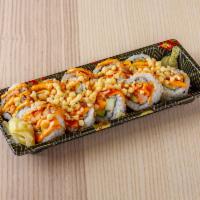 Eastern Roll  · Spicy shrimp, cucumber, spicy mayo and eel sauce topped with tempura flakes.