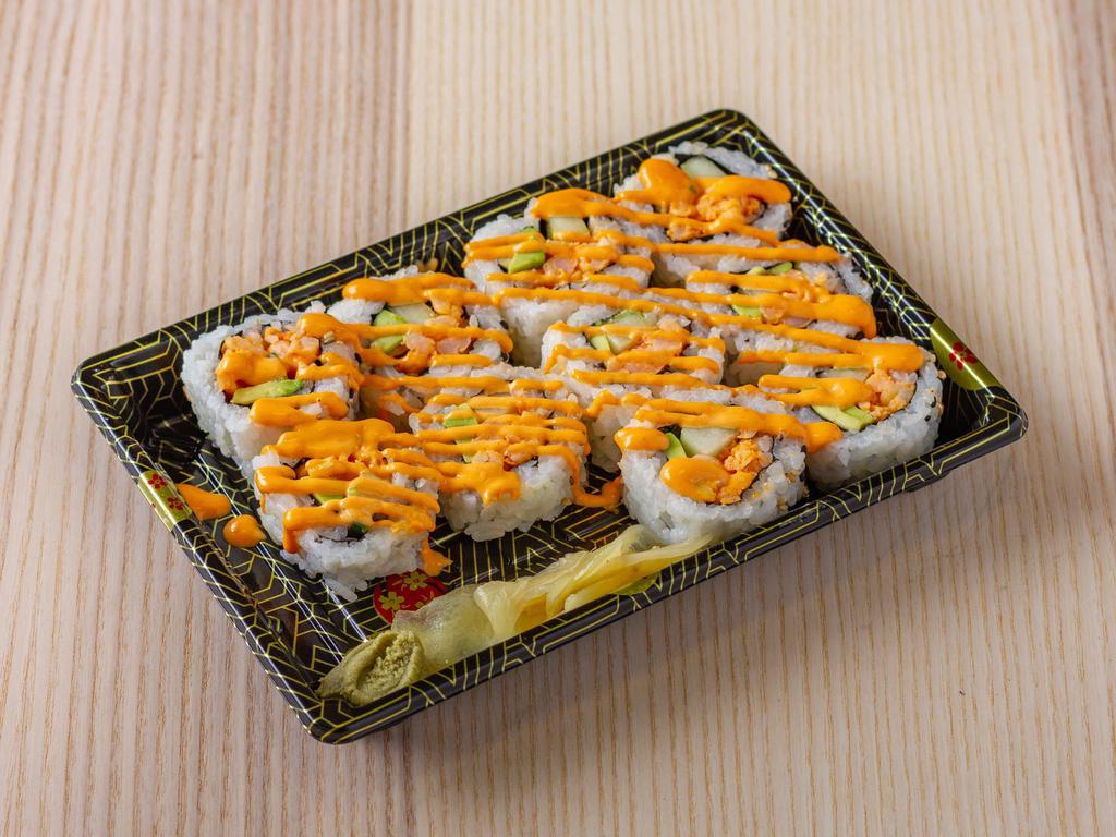 Spicy Roll  · Spicy salmon, tuna or shrimp and cucumber topped with spicy mayo.