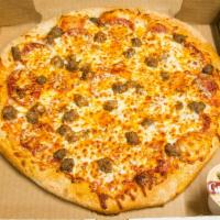 Meat Lovers Pizza · Sausage, pepperoni, ground beef, ham, bacon, salami and extra cheese.