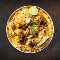 Licious Goat  Biryani · Long grained basmati rice flavored with fragrant spices & saffron, layered with goat cooked ...