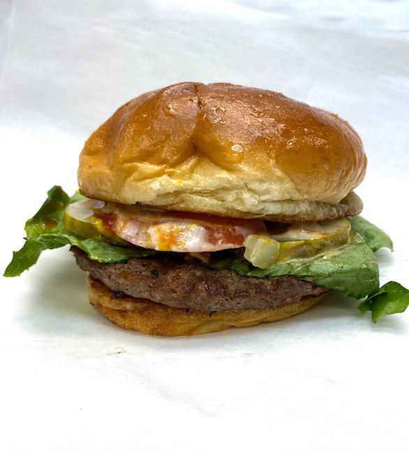 Classic Hamburger · Fresh, never frozen burgers!
