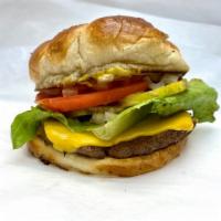 Classic Cheeseburger · Fresh, never frozen burgers!