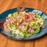 Tuna Avocado Salad · Tuna, avocado, house salad, crispy rice balls, and wasabi dressing.