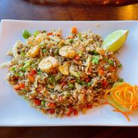 Shrimp Fried Rice · A generous amount of fried shrimp with the chef's choice of mixed vegetables.