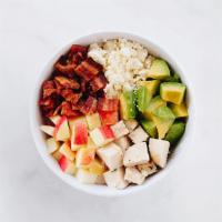 Smash Bowl · Brown rice, roasted chicken, bacon, avocado, queso fresco, apples, and C&G ranch dressing.