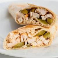 Chicken Shawarma Wrap · Chicken Shawarma topped with Garlic Sauce , Pickles and Lettuce.