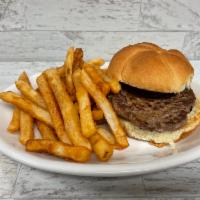 Kid's Burger · Served with a fountain soda, house fries and kid's dessert.