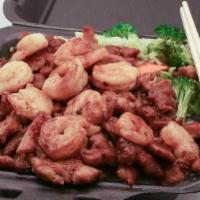 Chicken and Shrimp Teriyaki · Teriyaki Chicken & Shrimp,Steam Vegetables & Steam Rice