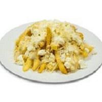 Greek Fries · crispy fries topped with shredded parmesan and feta cheese, topped with oregano seasoning an...