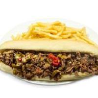 Spicy Pepper Philly Cheesesteak  · spicy cherry and white american cheese.