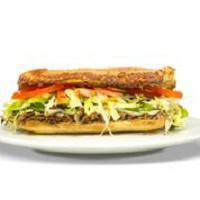Steak, Cheese, and Mushroom Sub · steak, cheese, mushrooms, onions, green peppers, mozzarella, lettuce and tomatoes.