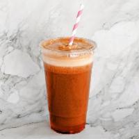 Liquid Sunshine Juice · Kale, orange, carrot, apple and strawberry. 20 oz.