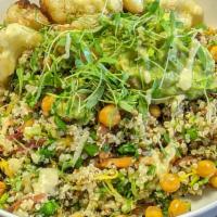 Quinoa Salad · Roasted vegetables and lemon vinaigrette. Add protein for an additional charge.