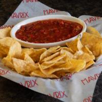 Chips and Salsa · Classic tortilla chips and fire roasted salsa. Gluten sensitive.